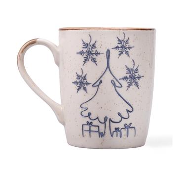 Çam Ağacı ve Kar Taneleri Desenli Seramik Kupa