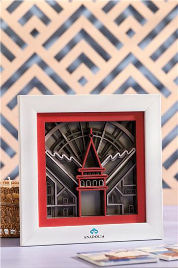 Galata ArtDeco Kırmızı Ahşap Duvar Panosu