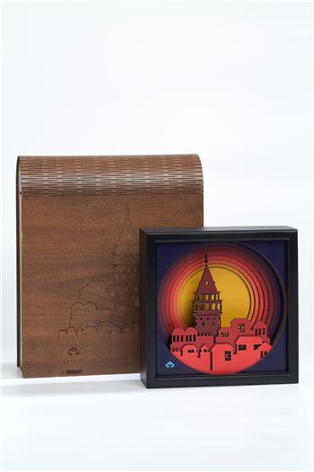 Galata Kulesi Gün Batımı Ahşap Duvar Panosu