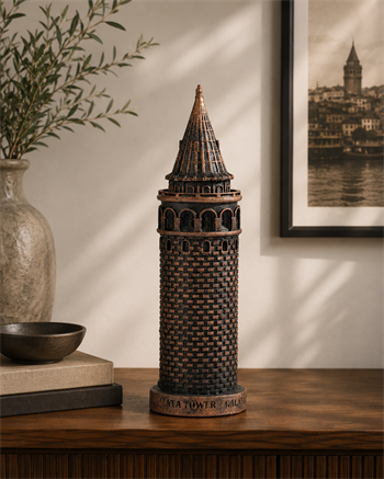 Galata Kulesi Mermerit Bronz Heykel Büyük Boy