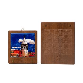 Galata Kulesi Ahşap Kutulu Seramik Dekoratif Askılık