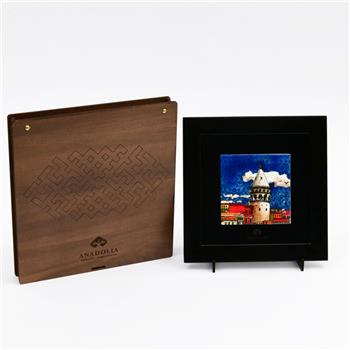 Galata Kulesi Siyah Çerçeveli Seramik Tablo Pano