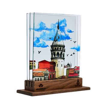 Galata Kulesi ve Bulut 3 Boyutlu Dekoratif Cam Obje