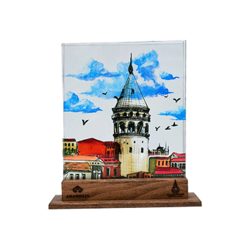 Galata Kulesi ve Bulut 3 Boyutlu Dekoratif Cam Obje