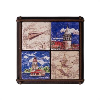 Galata ve Kız Kulesi 4lü Doğaltaş Magnet Seti