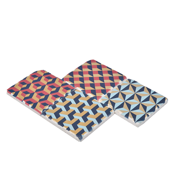 Geometrik Desen Özel Ahşap Kutulu Altın Varaklı 4lü Traverten Bardak Altlığı