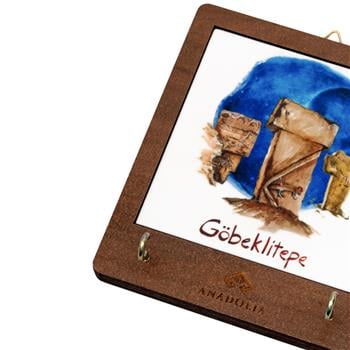 Göbeklitepe Serisi Ahşap Kutulu Gökyüzü Seramik Dekoratif Askılık