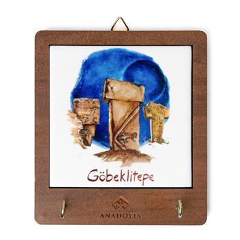 Göbeklitepe Serisi Ahşap Kutulu Gökyüzü Seramik Dekoratif Askılık