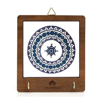 Kalemişi Ahşap Kutulu Yuvarlak Motif Seramik Dekoratif Askılık