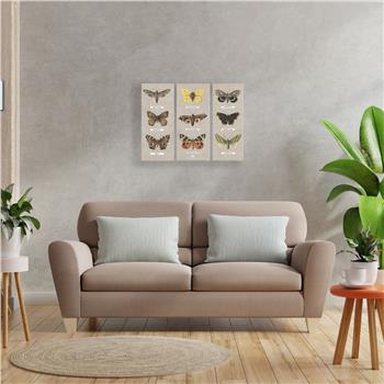 Kelebek Desenli Üçlü Ahşap Duvar Panosu