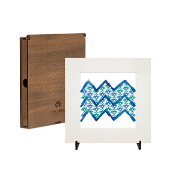 Kilim Serisi Gökyüzü Beyaz Çerçeveli Seramik Tablo Pano