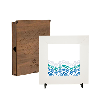 Kilim Serisi Öksökö Beyaz Çerçeveli Seramik Tablo Pano