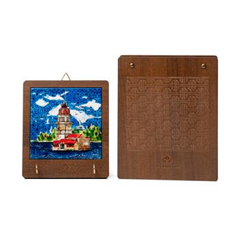 Kız Kulesi Ahşap Kutulu Seramik Dekoratif Askılık