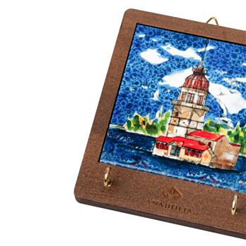 Kız Kulesi Ahşap Kutulu Seramik Dekoratif Askılık