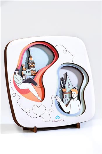 Kız Kulesi ve Galata Kulesi Aşkı Ahşap Pano