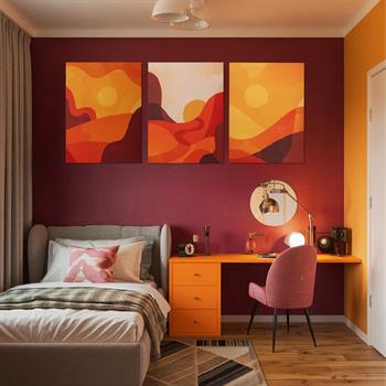 Kızıl Vadi 3’lü Kanvas Tablo