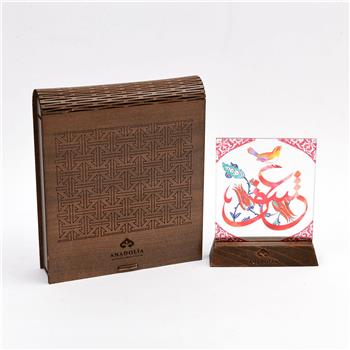 Lale ile Bülbül Osmanlıca Dekoratif Cam Obje