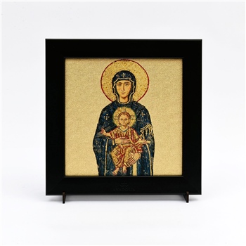 Meryem ve Bebek İsa Altın Varak Siyah Çerçeveli Tablo