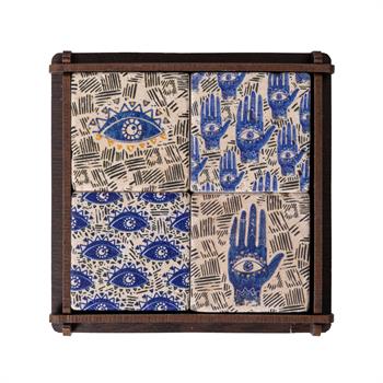 Nazar Temalı 4lü Doğaltaş Magnet Seti