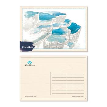 Pamukkale Travertenleri Ahşap Kartpostal