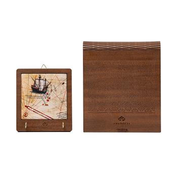 Piri Reis Serisi Ahşap Kutulu Gemi Detay Seramik Dekoratif Askılık