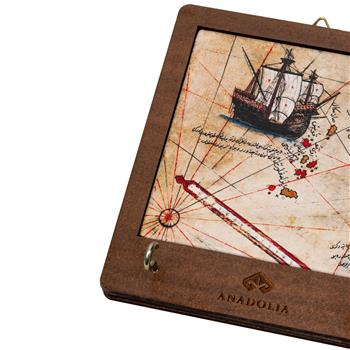 Piri Reis Serisi Ahşap Kutulu Gemi Detay Seramik Dekoratif Askılık