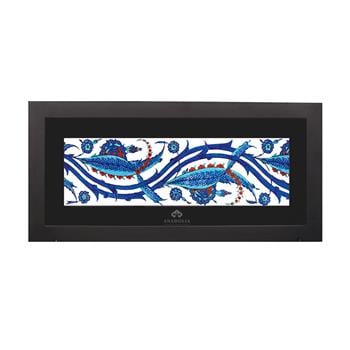 Rüstem Paşa Çini Motif Siyah Çerçeveli Seramik Tablo Pano