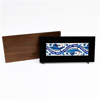 Rüstem Paşa Çini Motif Siyah Çerçeveli Seramik Tablo Pano