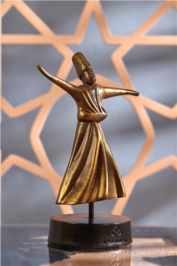 Semazen Heykel Kaideli Altın Varak Bronz