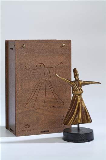 Semazen Heykel Kaideli Altın Varak Bronz