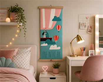Sevgililer Günü Balon Çıtalı Kanvas Tablo