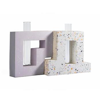 Terrazzo Desenli İkili Vazo Seti