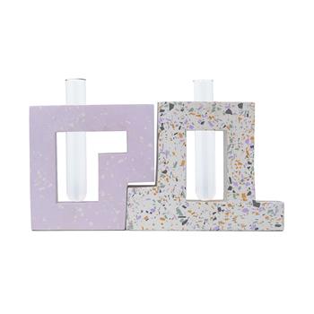 Terrazzo Desenli İkili Vazo Seti