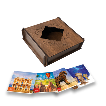 Türkiye Serisi Özel Ahşap Kutulu 4lü Seramik Bardak Altlığı