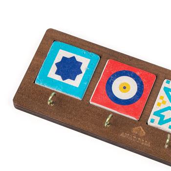 Türkiye Tasarımı Ahşap Kutulu 4lü Traverten Dekoratif Askılık