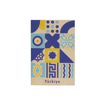 Türkiye Tasarımı Nazar Renkleri Ahşap Kartpostal