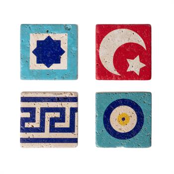 Türkiyenin Renkleri 4lü Doğaltaş Magnet Seti