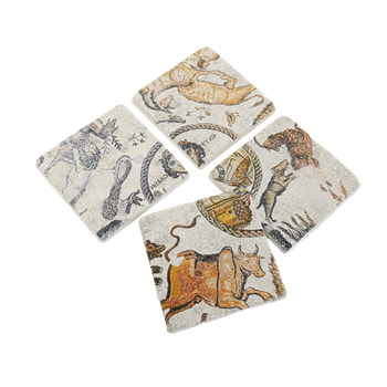 Yakto Mozaiği 4lü Traverten Bardak Altlığı