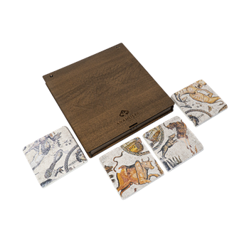 Yakto Mozaiği 4lü Traverten Bardak Altlığı