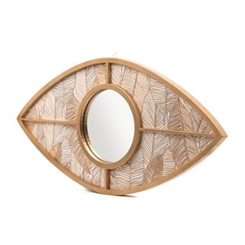 Yaprak Desenli, Altın Varaklı Nazar Göz Duvar Aynası