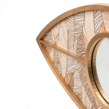 Yaprak Desenli, Altın Varaklı Nazar Göz Duvar Aynası