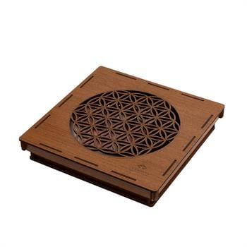 Yaşam Çiçeği Formlu Bölmeli Ahşap Takı Kutusu