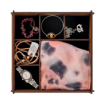 Yaşam Çiçeği Formlu Bölmeli Ahşap Takı Kutusu