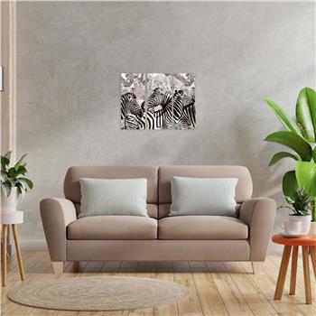 Zebra Desenli Üçlü Ahşap Duvar Panosu