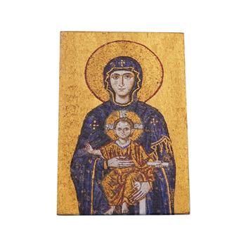 Meryem Ana ve Çocuk İsa Varaklı Ahşap Kartpostal