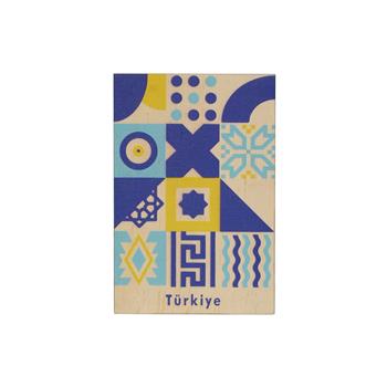 Türkiye Tasarımı Nazar Renkleri Ahşap Kartpostal