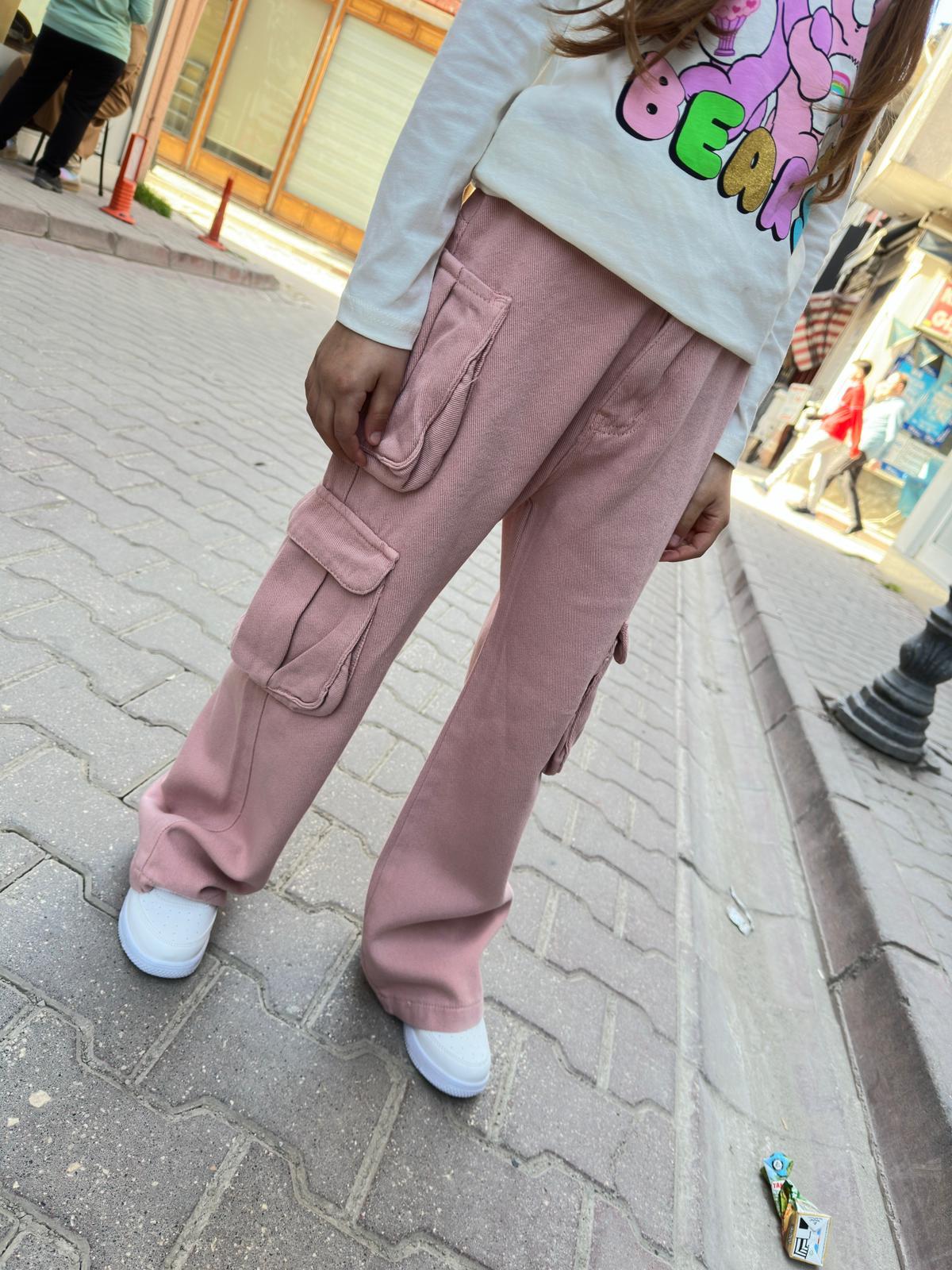 PEMBE CEP DETAY  %100 PAMUK DOKUMA JEANS 