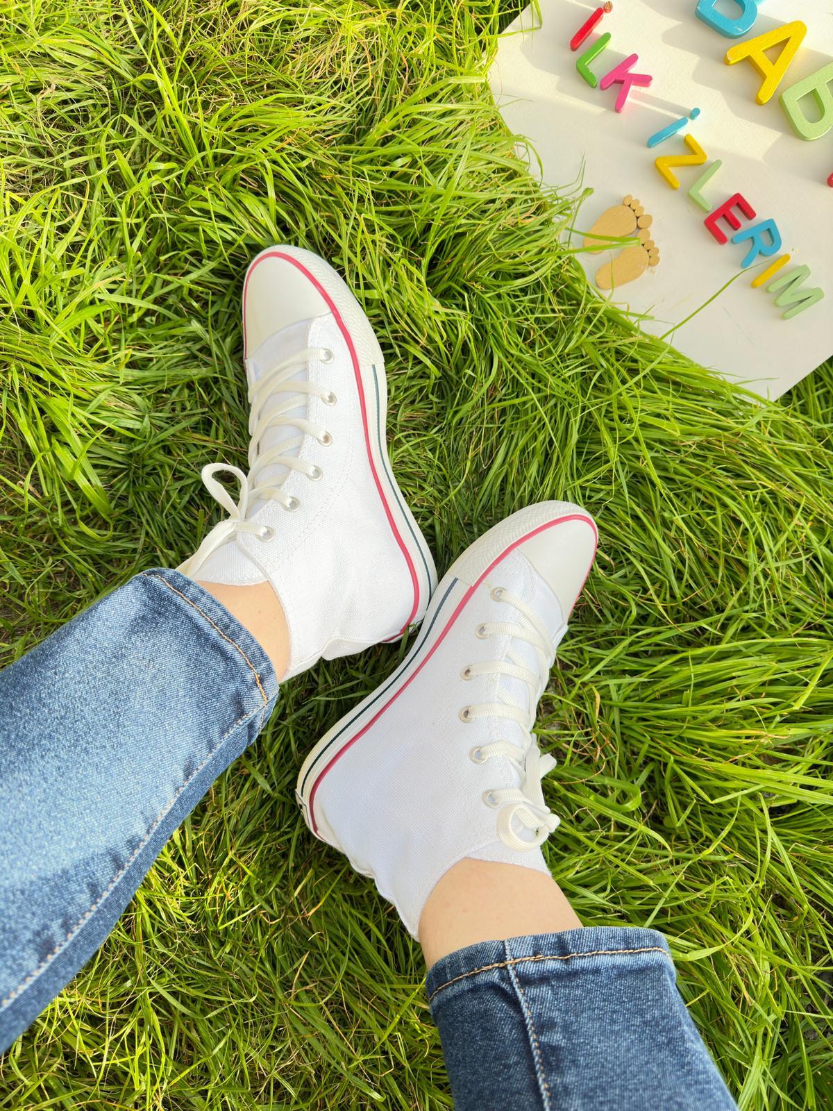 BEYAZ BOT YETİŞKİN KETEN SNEAKER