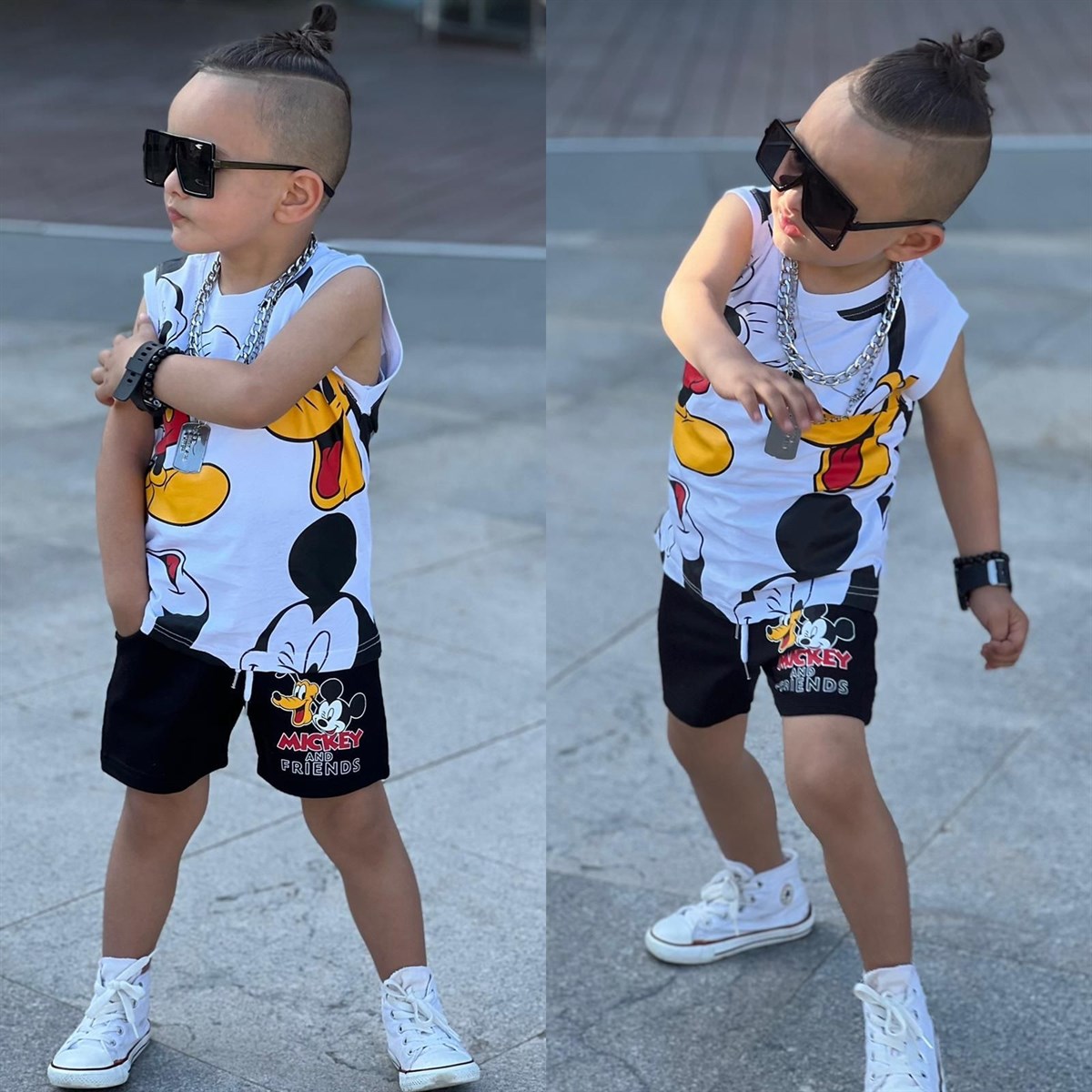 BEYAZ-SYH MİCKEY&DONALD ŞORTLU TAKIM