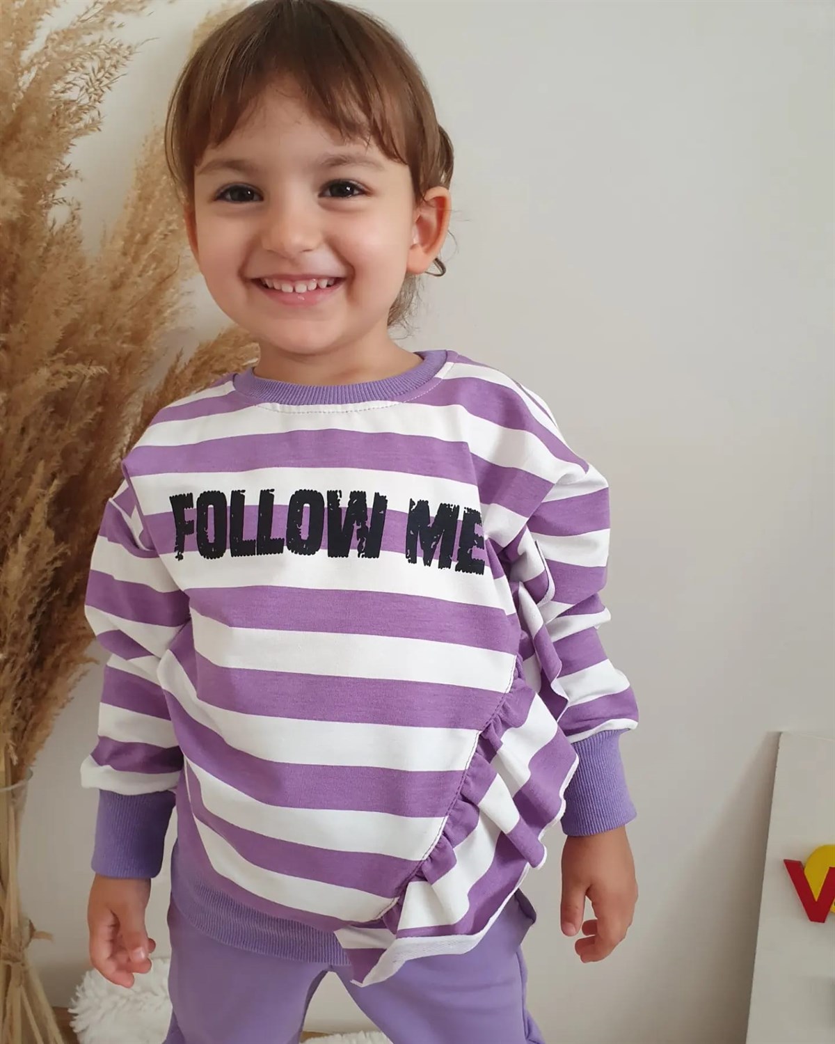 FOLLOW ME MOR ÇİZGİLİ TAKIM